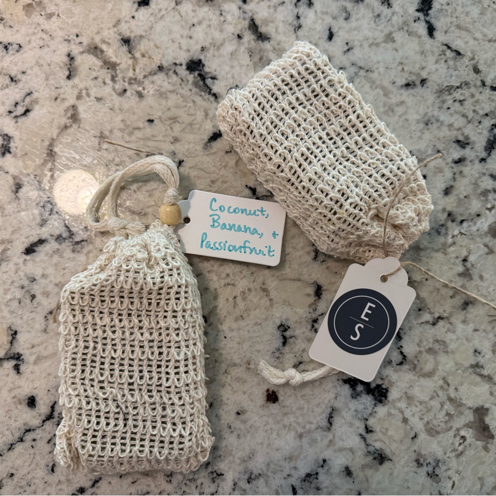 Evie’s Sky Handmade Soap in Exfoliating Pouch - Coconut, Banana, & Passionfruit